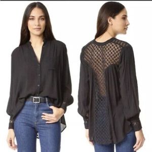 Free People Button Down w/ Crochet Detail